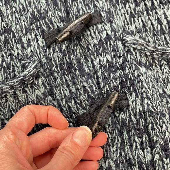 Moda International Wool Blend Chunky Knit Toggle Sweater Coat Blue Sz L - Picture 8 of 10